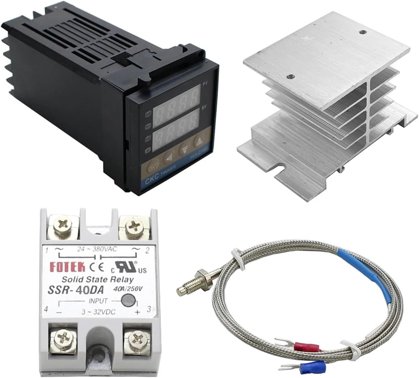 REX-C100 Digital RKC PID Thermostat Temperature Controller Digital REX-C100/ 40A SSR Relay/K Thermocouple Probe/Heat Sink ( Size : RKC-C100 )
