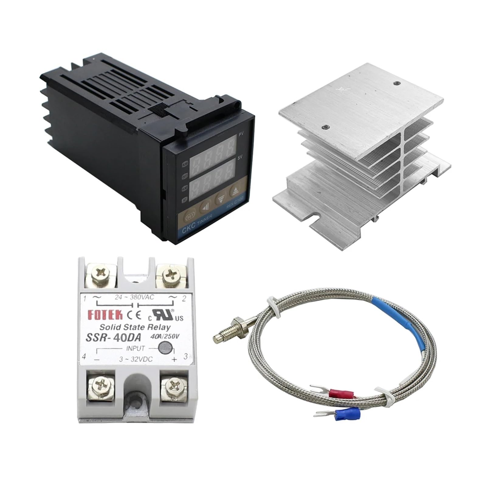 Thermostat numérique REX-C100 à haute précision avec sonde K et SSR