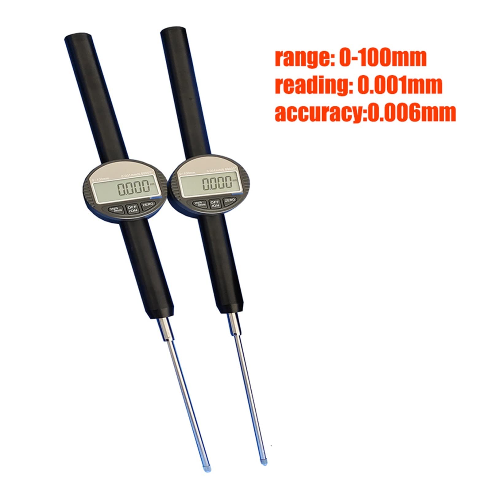 Messuhr, 0–50 mm, 0–100 mm, 0,01 mm/0,001 mm, digitale Messuhr, elektronische Anzeige mit großem Abstand für Holzbearbeitung, Werkstätten, CNC-Maschinen(0-50x0.01mm)