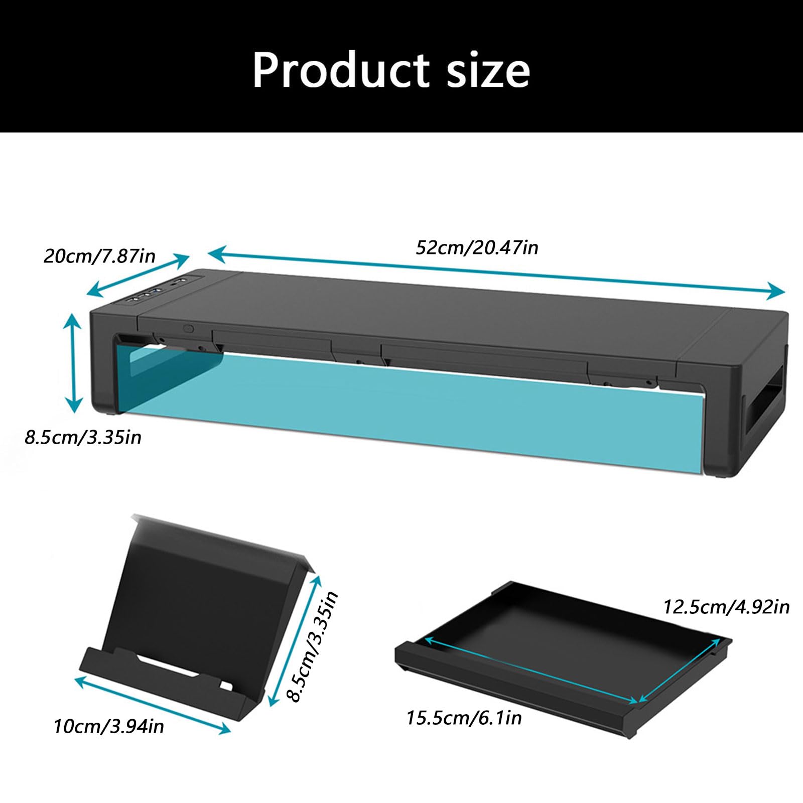 Supporto multifunzionale per monitor e laptop con illuminazione RGB Porta di ricarica USB multipla per migliorare le configurazioni della scrivania Supporto di ricarica rapida