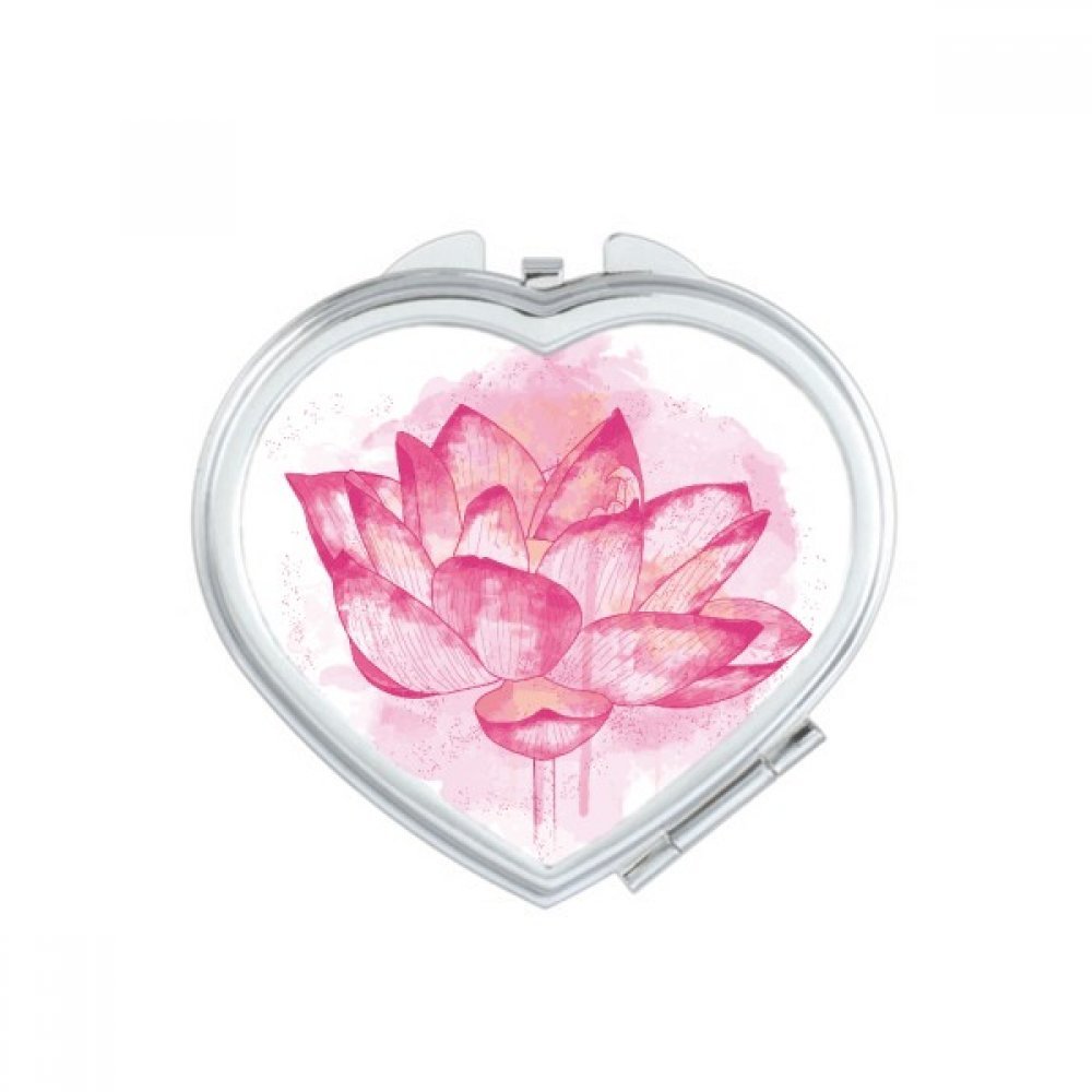 Miroir de maquillage fleur de lotus et rose aquarelle comme cadeau fait main