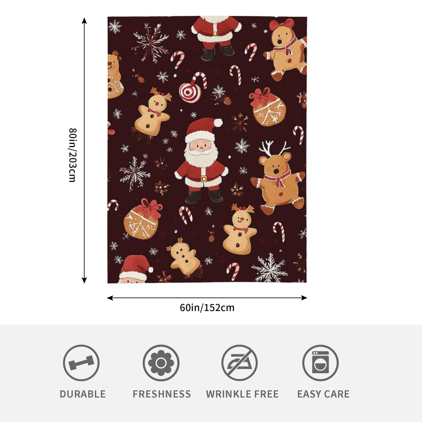 Coperta di flanella, Babbo Natale a tema natalizio, coperte in pile calde e accoglienti, per divano, campeggio, pisolino in ufficio, letto, tutte le stagioni, anti-pilling, lavabile in lavatrice, idea