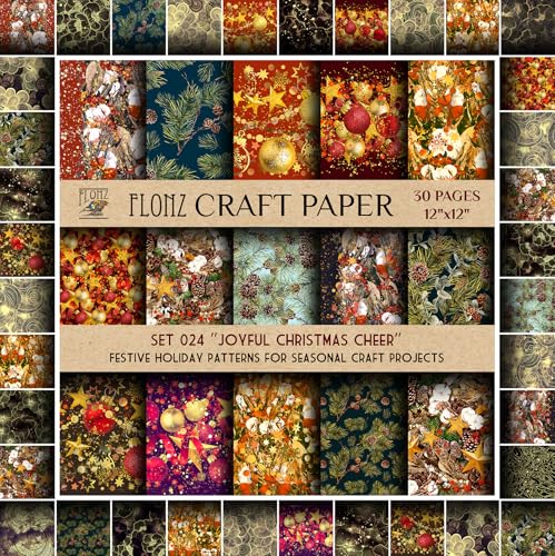 Scrapbook Paper (30 pages 12"x12") Joyful Christmas Cheer: Festive Holiday