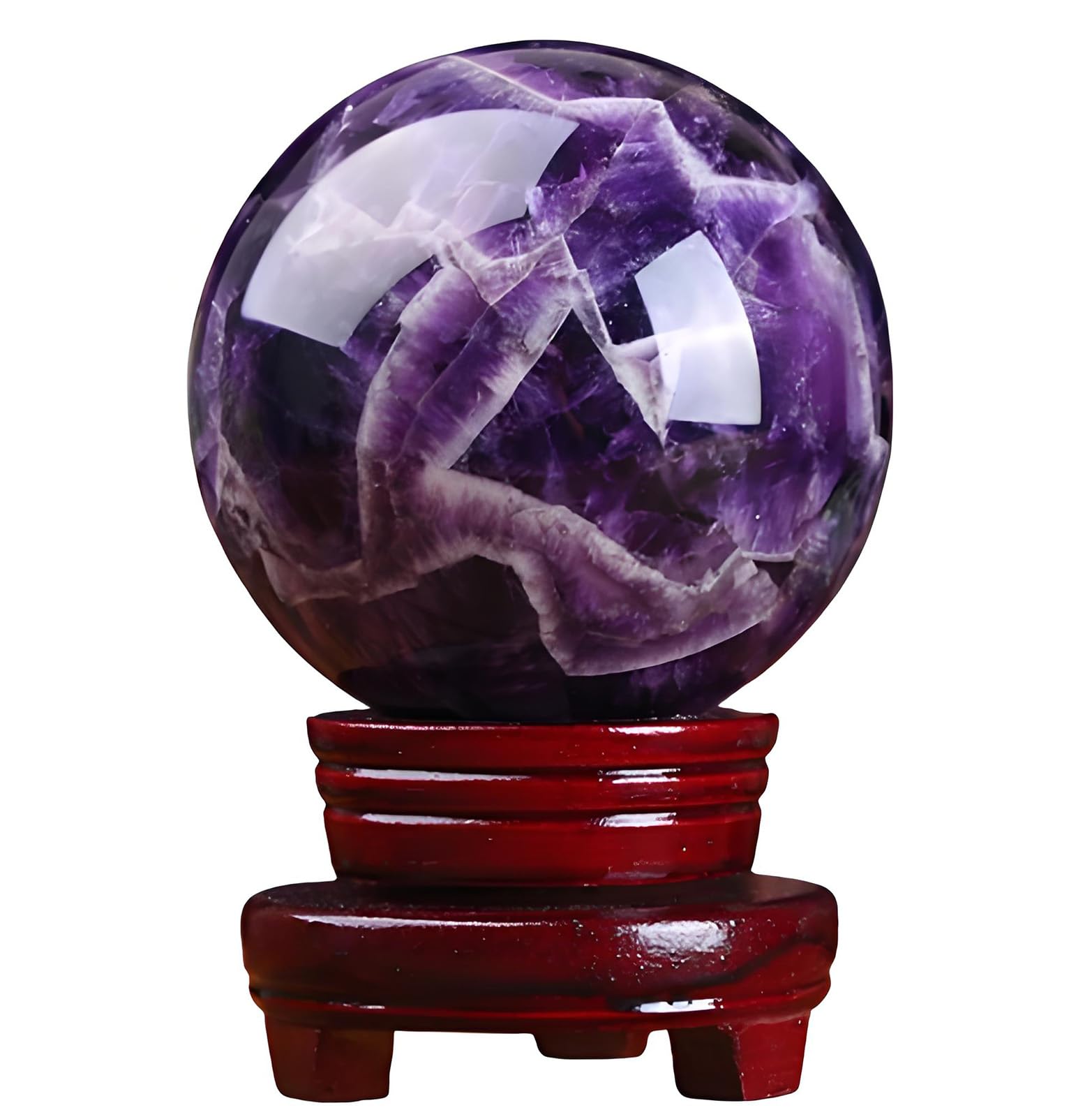 PKNVKZIDK Crystal Ball Amethyst Decorative Crystals Sphere Sculpture Figurine Gemstone Feng Shui Home Desk Decor Collection,11cm/4.3in