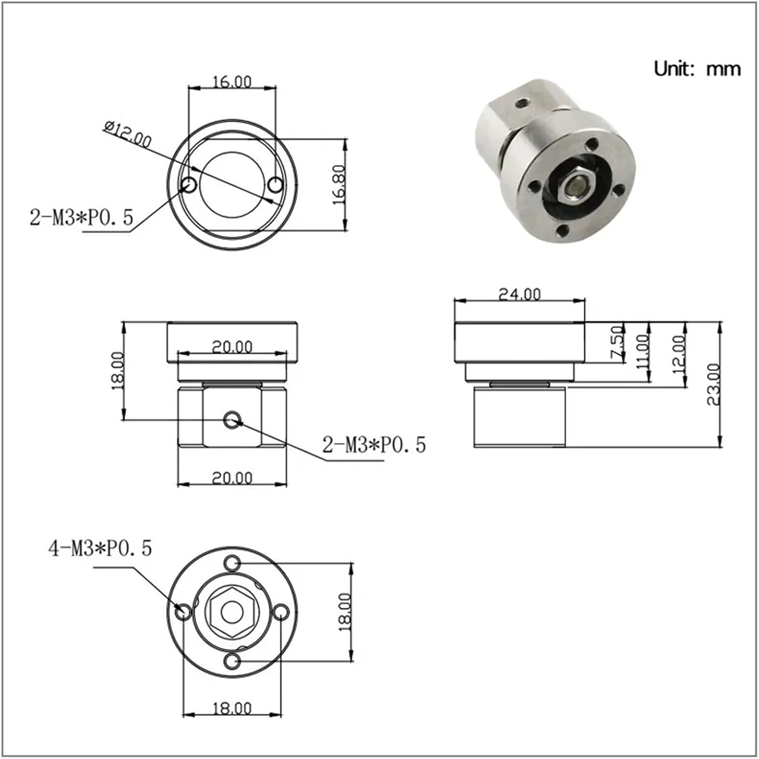 Straight Disc Rotary Shaft Stainless Steel Hinge Rocker Joint Bracket Torque Adjustable Hardware Accessories 1Pcs(3.0N.m)