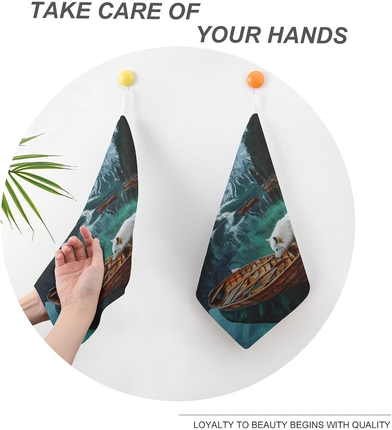 Wolf Boats in A Lake Italy Towel Hand Towels Decorative Towel for Bathroom Kitchen Shower Gym 4PCS