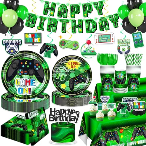 Yingoto 208PCS Video Game Birthday Decorations for Boys, Serves 25
