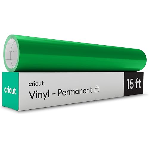 Cricut Premium Permanent Vinyl Roll (12 in x 15 ft), Kelly Green - Weather-Resistant, Dishwasher-Safe & Fade-Proof, Compatible Cutting Machines