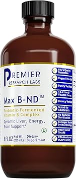 Premier Research Labs Max B-ND - Liquid Vitamin B Complex for Liver & Brain Health, Sublingual Drops for Men & Women with Thiamin, B12 & B6-8 Fl Oz Bottle