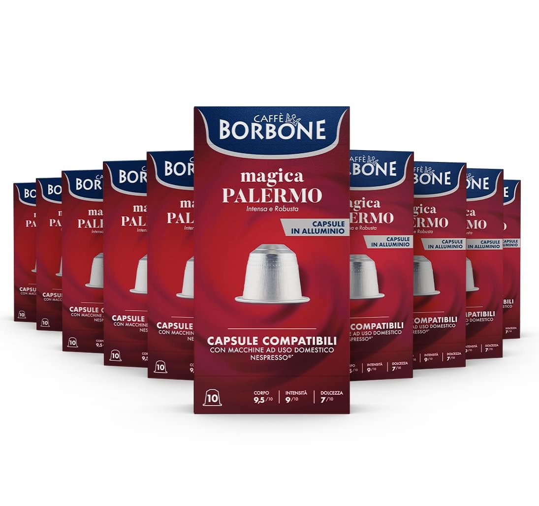 Caffè Borbone Mezcla de Café Magica Palermo 100 Cápsulas Compatibles Nespresso
