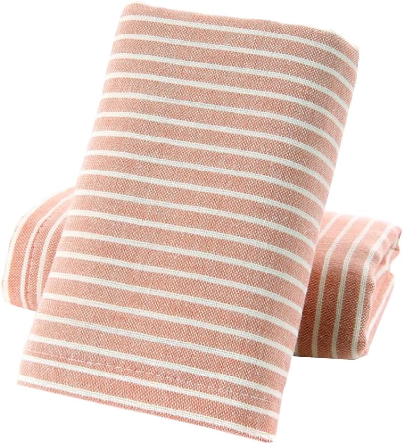 Pidada Hand Towels Set of 2 Striped Pattern 100% Cotton Absorbent Soft Towel for Bathroom 13.4 x 29.1 Inch (Orange Pink)