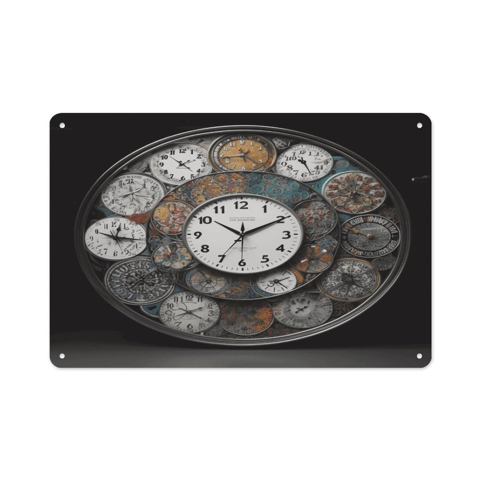 VstaDank Vintage Metal Sign Sublimation Aluminum Clock Art Plaque Sign Weatherproof Art Decorative Wall Plate Boho Aluminum Wall Hanging Decor Retro Poster Plaque 8x12in