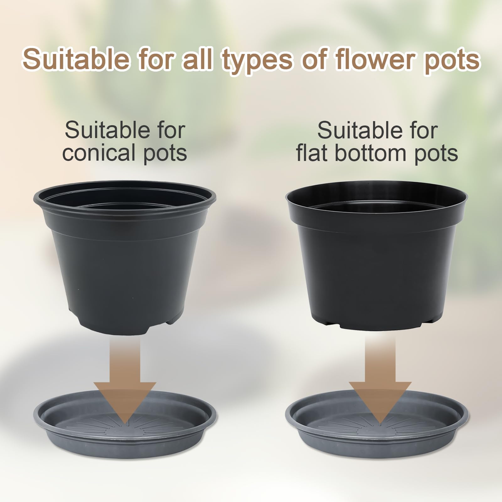 kingsea Lot de 10 soucoupes rondes pour plantes d'intérieur et d'extérieur, diamètre : 30,5 cm