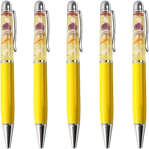 Miniatura 8 de Gullor 5 bolígrafos retráctiles, bolígrafo flotante dinámico brillante con purpurina de arena líquida, serie Ocean