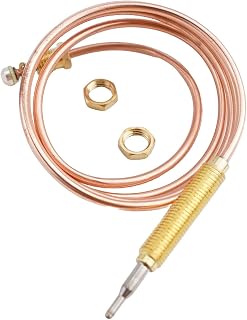 M8 Thread Thermocouple Probe with Nut for Gas Burners, Fireplaces, BBQ, Ovens, Stoves, and Heating Equipment, High Sensitivity Temperature Sensor, Length 600mm(90cm)
