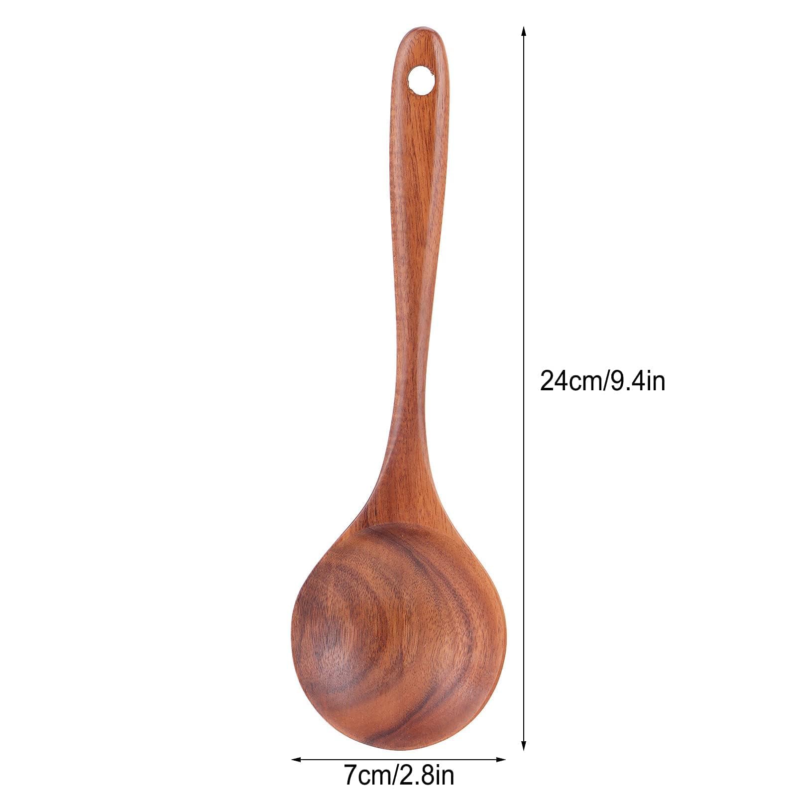 Mestolo da Zuppa,Mestolo in Legno per Salsa,Utensili Cucina Legno,Cucchiaio per Mescolare Il Teak Cucchiaio da Cucina in Legno Cucchiaio da Portata Cucchiaio Mestolo da minestra con manico lungo Casa