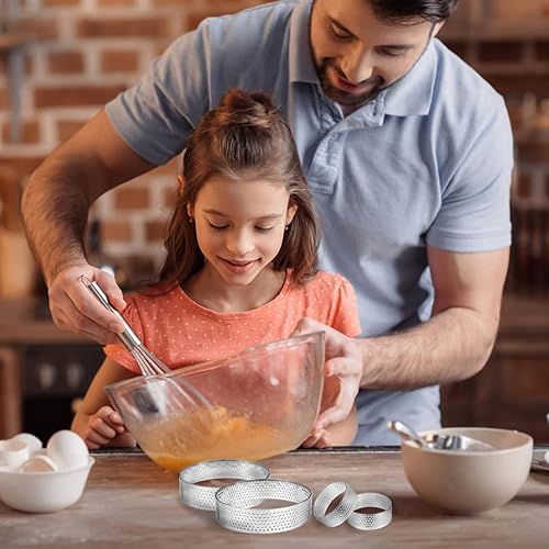Miniatura 6 de Paquete de 10 anillos ingleses para magdalenas, anillos de cocina de acero inoxidable de doble enrollado, moldes redondos de 4 pulgadas, anillos