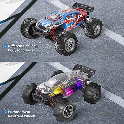 1:16 Brushless Rc Cars 55+ Kmh High Speed Large Remote Control Car 4X4 Off Road Monster Truck Electric All Terrain Waterproof Toys Hobby Vehicle For Kids And Adults - 2 Batteries For 40+ Min Play #TOP7