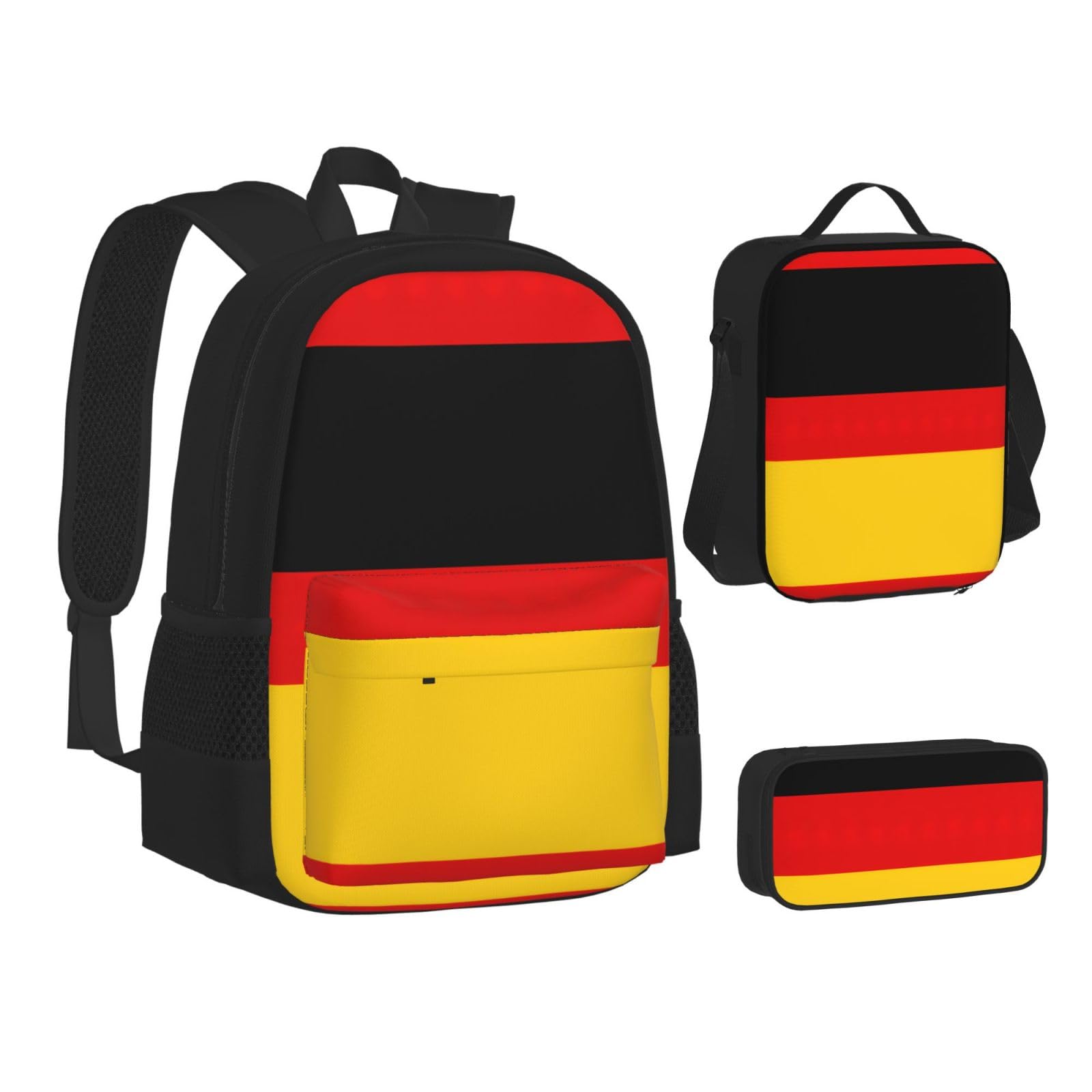 Niemiecka flaga plecak dziecko chłopcy dziewczęta pudełko na lunch szkoła torba zestaw uczniów szkoły student prezent, Czarny, One Size, Bagaż