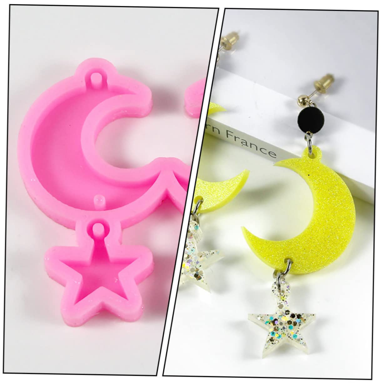 XYQHOAC Silikon-Formen Set Für Ohrringe – 3-teilig Mit Stern, Mond, Sonne & Herz, Für Epoxidharz & DIY-Schmuck