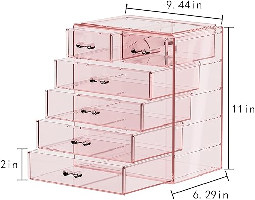Miniatura 5 de Organizador de maquillaje grande de acrílico transparente, organizador de joyas, organizador de maquillaje perfecto y almacenamiento para tocador,