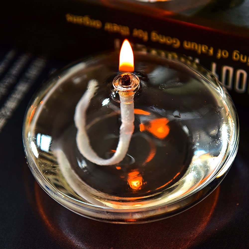 Moderne transparente Glasöllampe Home Notbeleuchtung Petroleumlampe Glaskerzenhalter kreative Dekoration Öllampe für drinnen Haushalt rauchfreie Butterlampe, H-6 cm