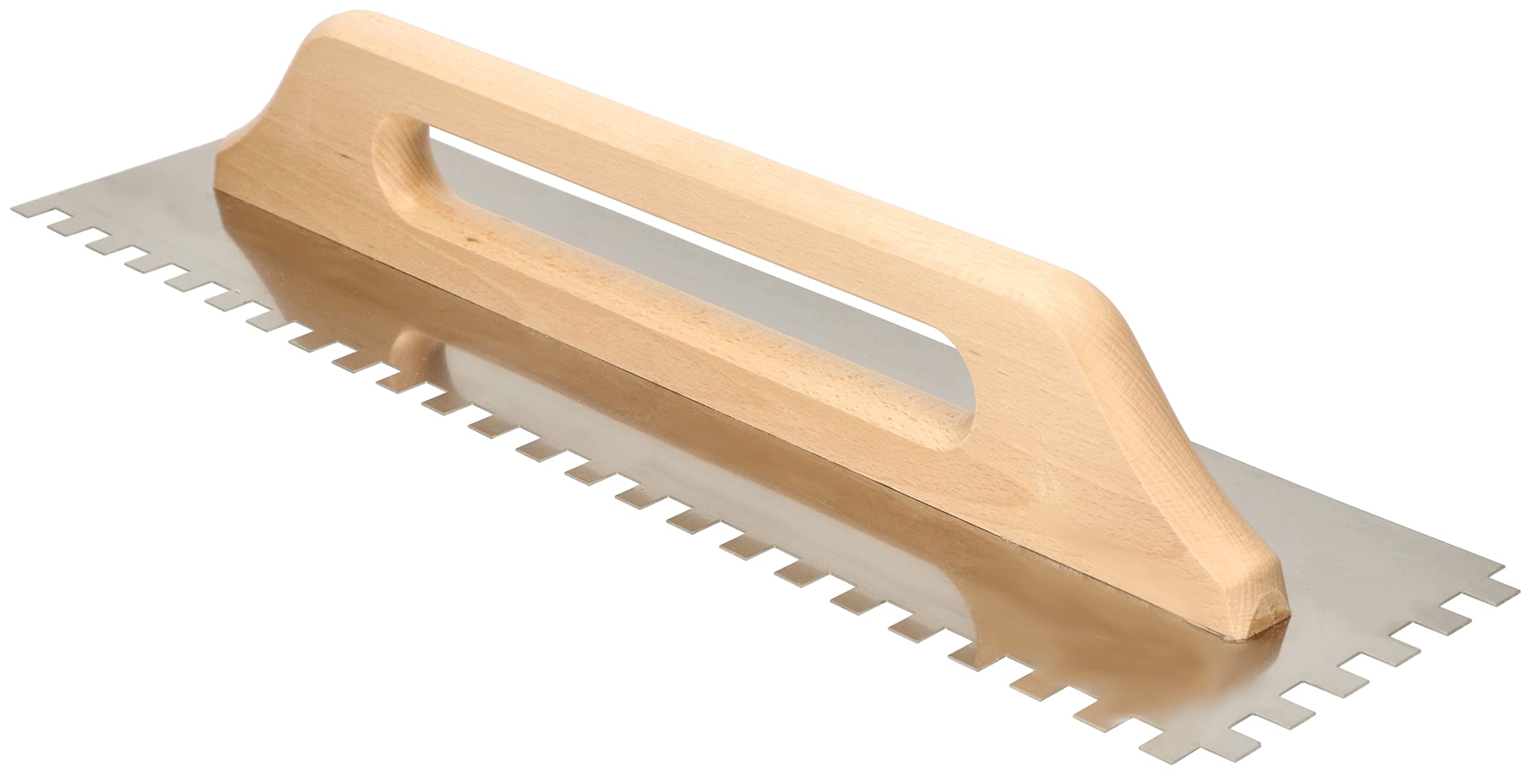 KOTARBAU® Llana dentada de acero inoxidable, 10 x 10 mm / 480 mm, Paleta de alisado con mango de madera, Llana peine de diente para colocación de baldosas, Espátula Dentada, Alisadora para azulejo