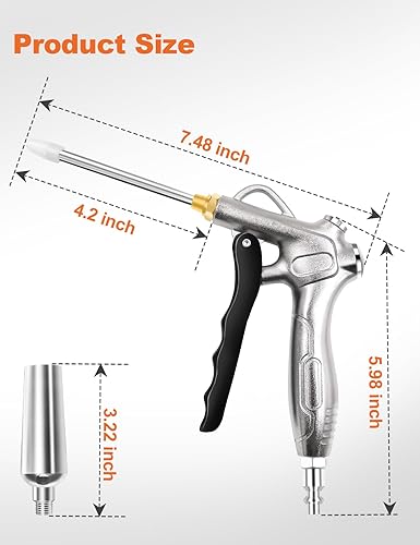Miniatura 6 de SAFELIFE Pistola de soplado de aire industrial con extensión, herramienta de accesorio de compresor de aire neumático, limpieza de polvo y pistola
