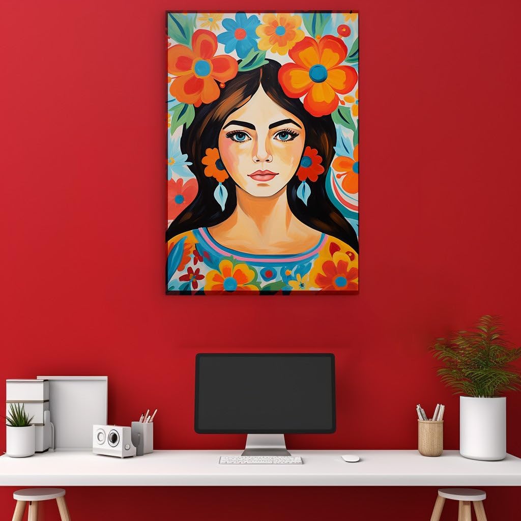 Canvas for Living room. Enigmatic Beauty in Bloom: A Vivid Portrait of Color and Contrast, 27 x 18 inch Canvas Wall Art - Contemporary Masterpieces - Modern Home Decor - 69x46 cm (27x18 inch)