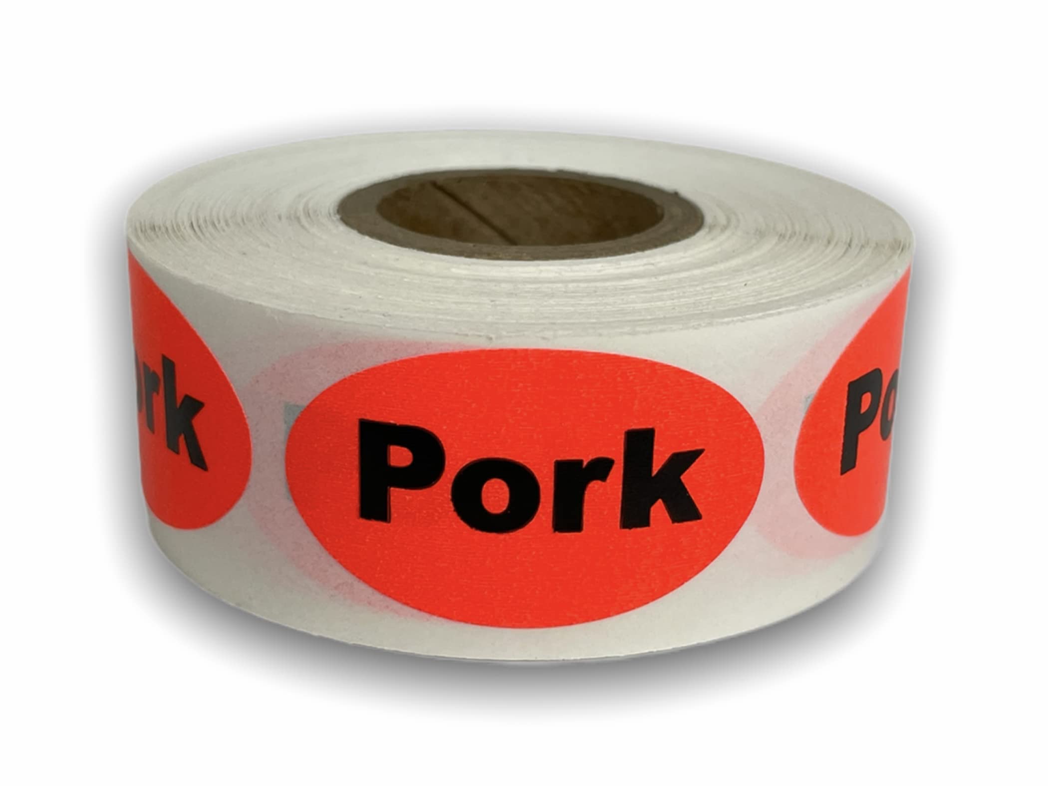 Pork Food Labels Small 1"x1.5" Oval Supermarket Sale Adhesive Stickers 500 PCS