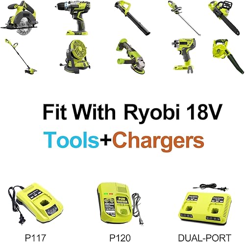 Miniatura 4 de Paquete de 2 baterías mejoradas P108 de 18 V compatibles con Ryobi 18 V batería de repuesto para Ryobi 18V ONE+ batería PBP005 P108 P102 P103 P104