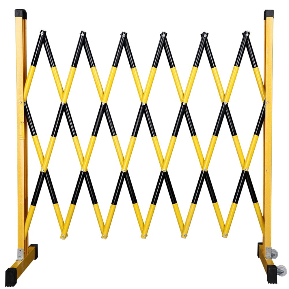 Genérico Barrera de tráfico Extensible y Duradera - Puerta de Seguridad móvil de Fibra de Vidrio, Valla Plegable portátil para garajes, escuelas y Eventos - Amarillo y Negro 1,2 m x 2,5 m Solución de