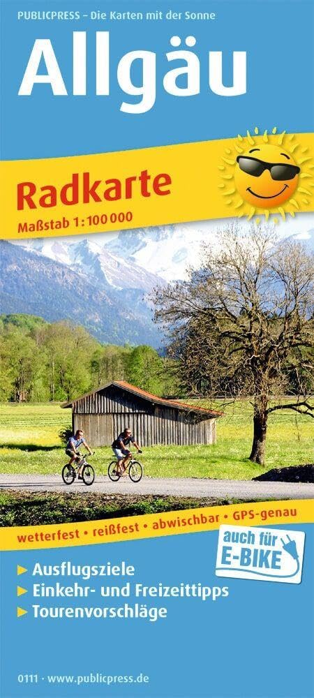 Allgäu: Radkarte mit Ausflugszielen, Einkehr- & Freizeittipps, wetterfest, reissfest, abwischbar, GPS-genau. 1:100000 (Allgau, cycling map 1:100,000)