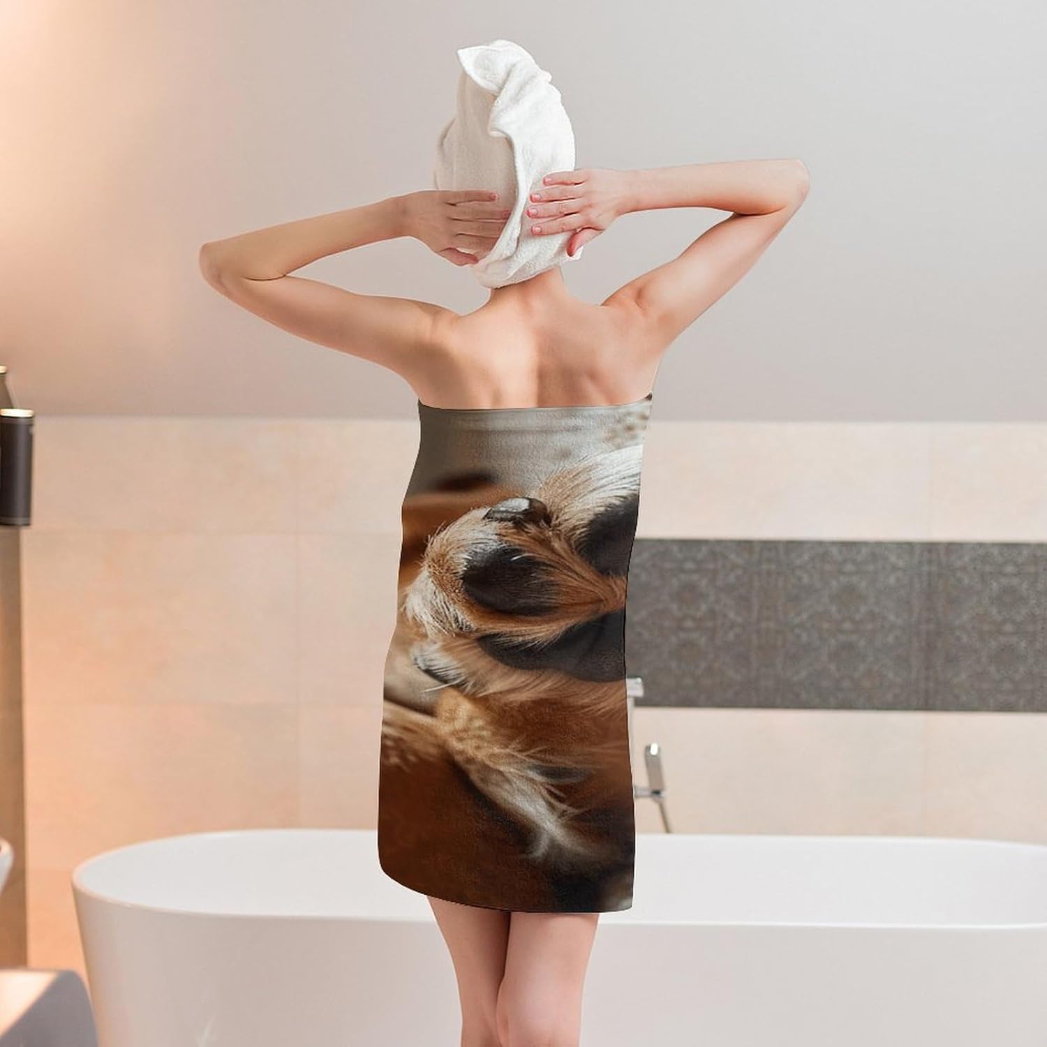 Christmas Towel, Brown Dog Hand Printed Fashion Towel,Portable Towel,Durable Towel