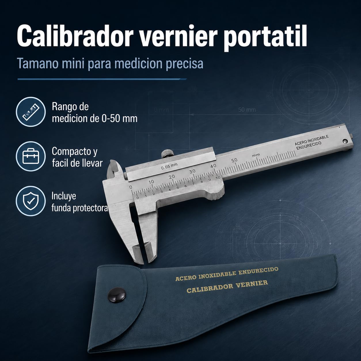 Calibradores Vernier Portátiles 0-50MM Calibradores Pequeños Joyas, Gemas, Monedas, Antigüedades, Calibradores Para Estudiantes