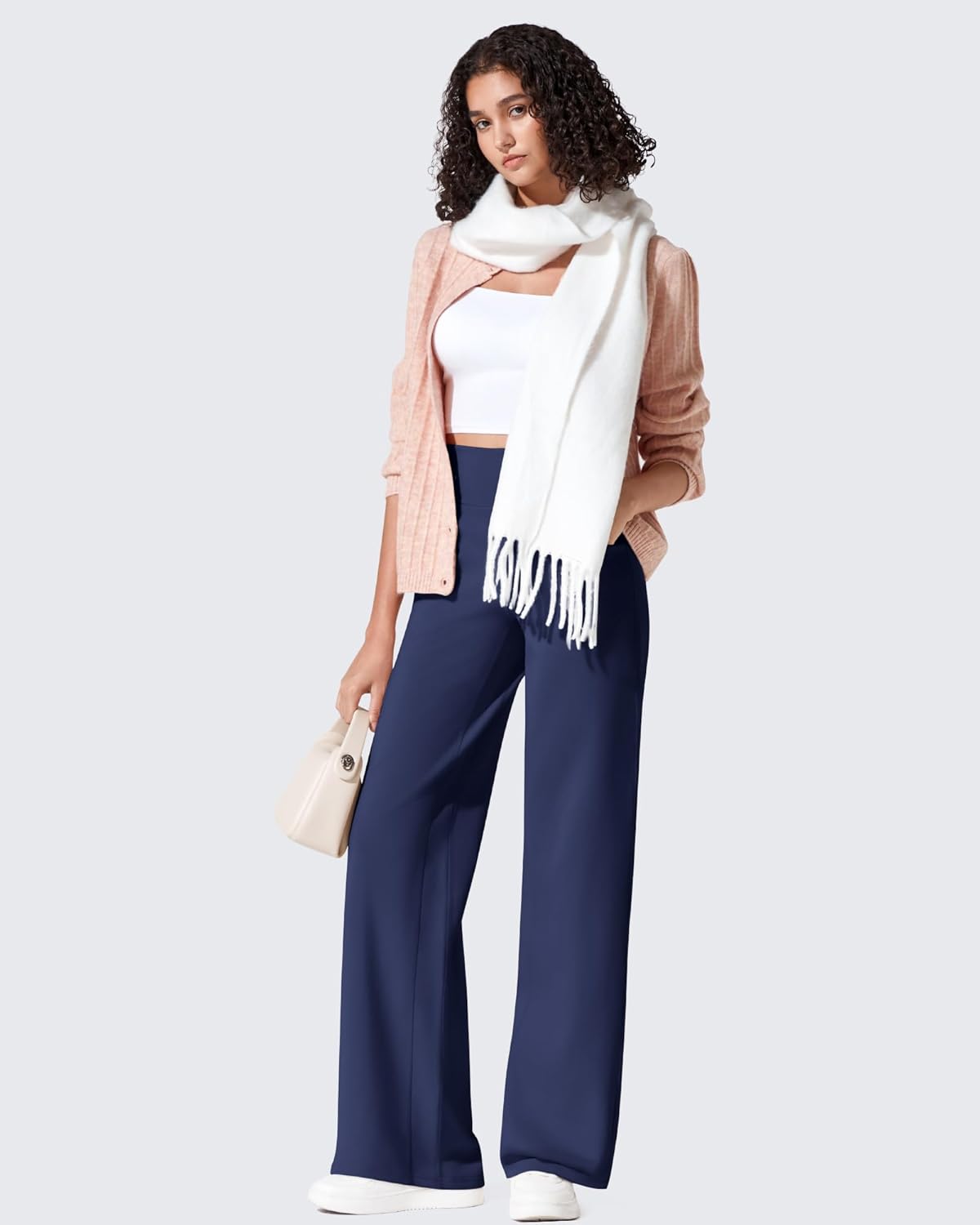 G4Free Fleece Lined Pants Women Wide Leg Work Trousers with Pockets High Waisted Sweatpants for Casual Dress Winter - Image 6