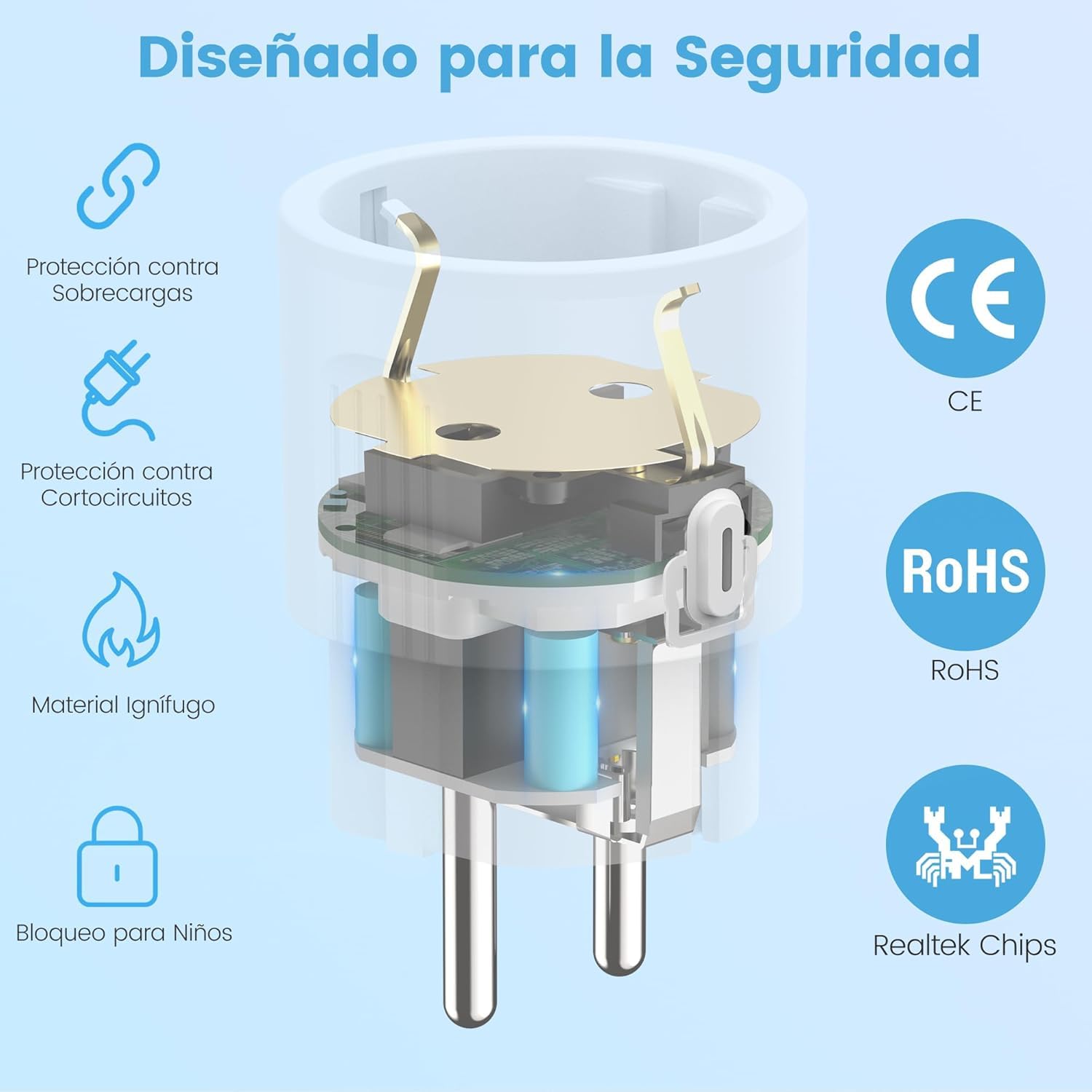 EIGHTREE Gniazdko Wi-Fi, 16 A, inteligentne gniazdko elektryczne z pomiarem prądu, WiFi Plug Smart Home z Alexa, Google Home, 4 sztuki w opakowaniu