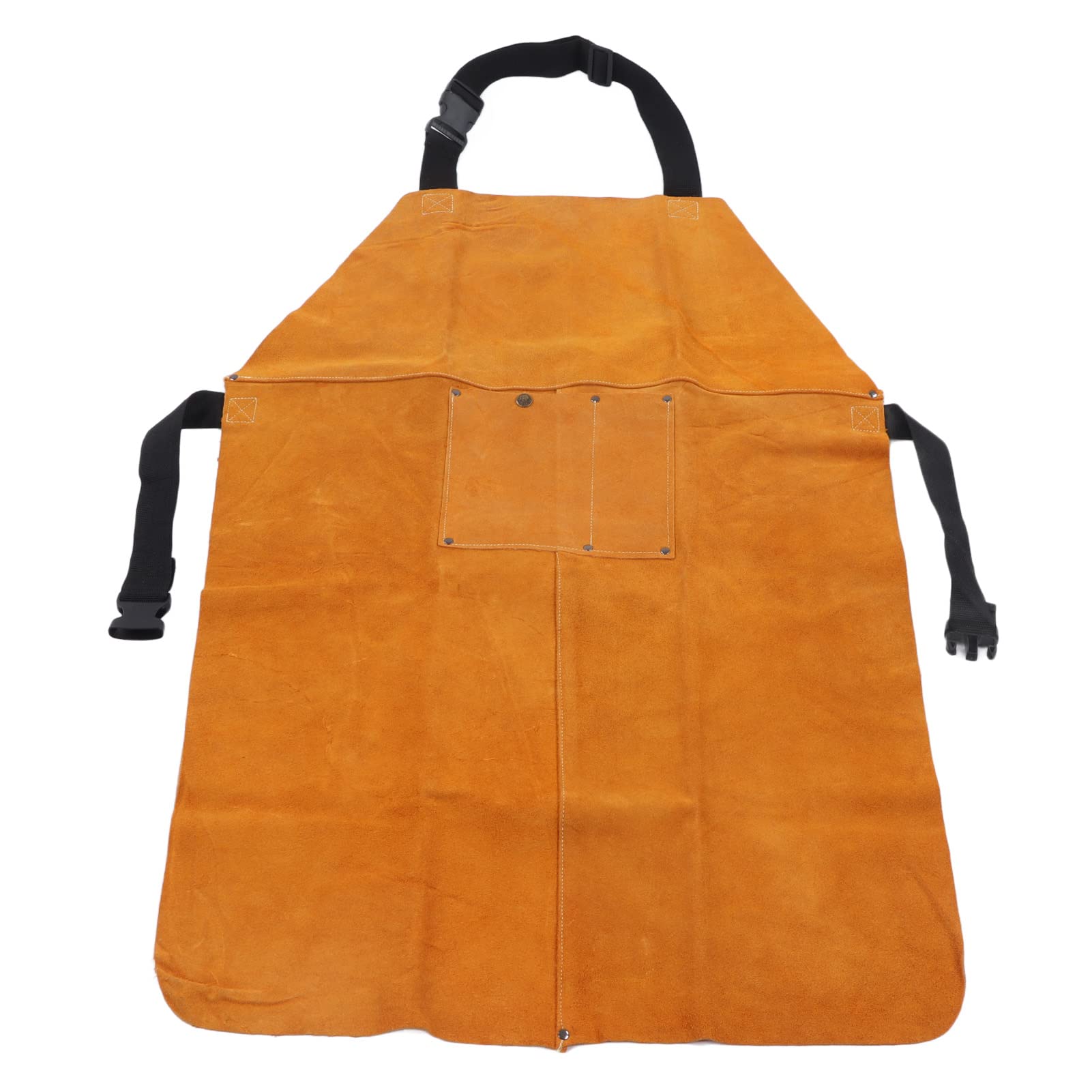 Tablier de soudage en cuir avec plusieurs poches à outils, ignifuge, vêtements de travail en cuir de vache robuste à deux couches pour le travail des métaux, la fusion, le meulage