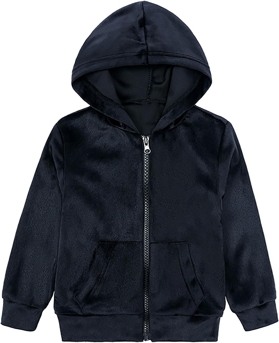 Girls Warm Velvet Fleece Zip Hoodie Set Winter Tracksuit