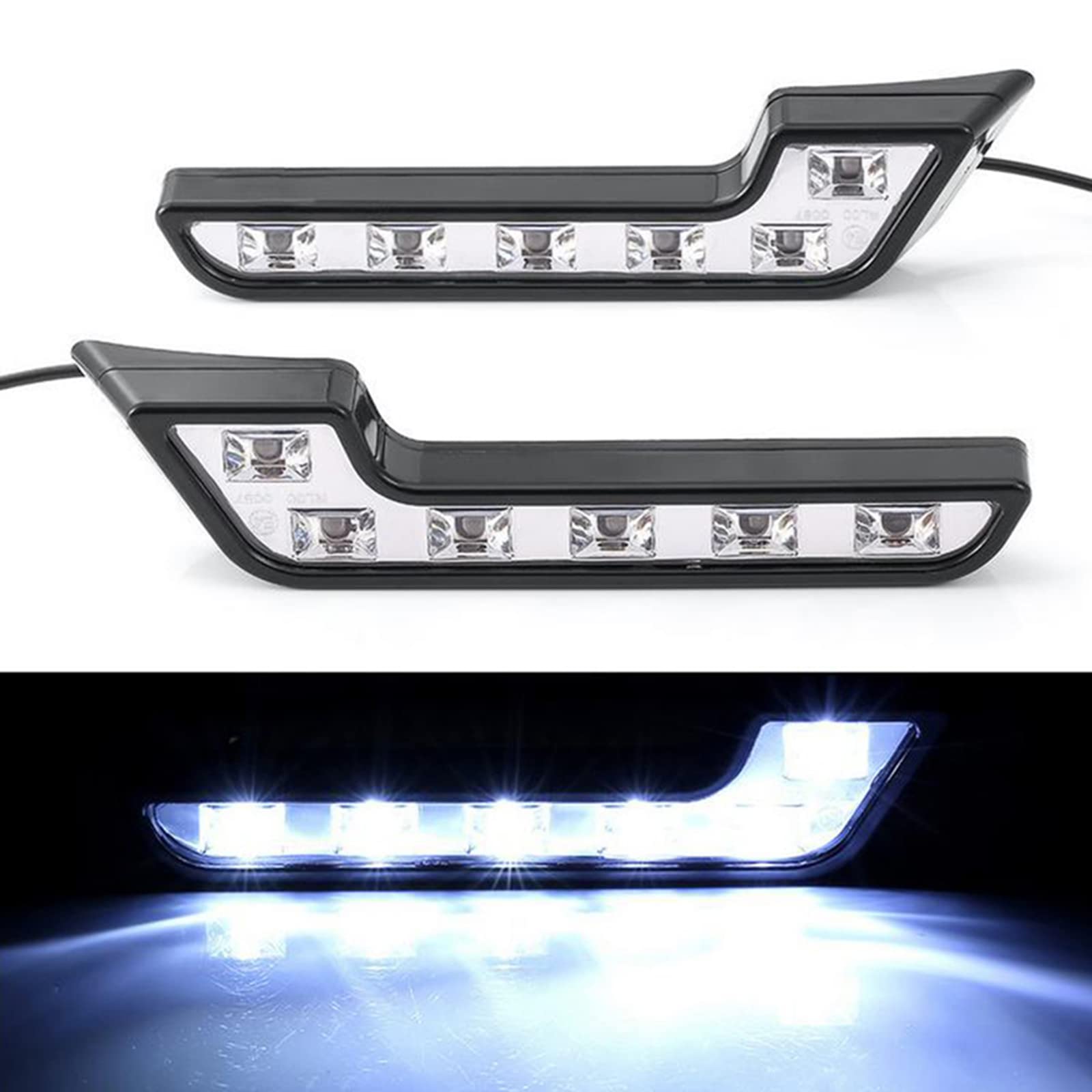 Torcarvh LED Daytime Running Light Kits 2PCS 12V L Shaped Driving Lamp Daytime Running Fog Light Durable Waterproof Car LED Lamp