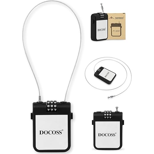 DOCOSS Extendable Cable Password Number Lock for Bike Helmet Locks,Pack of 1, Black