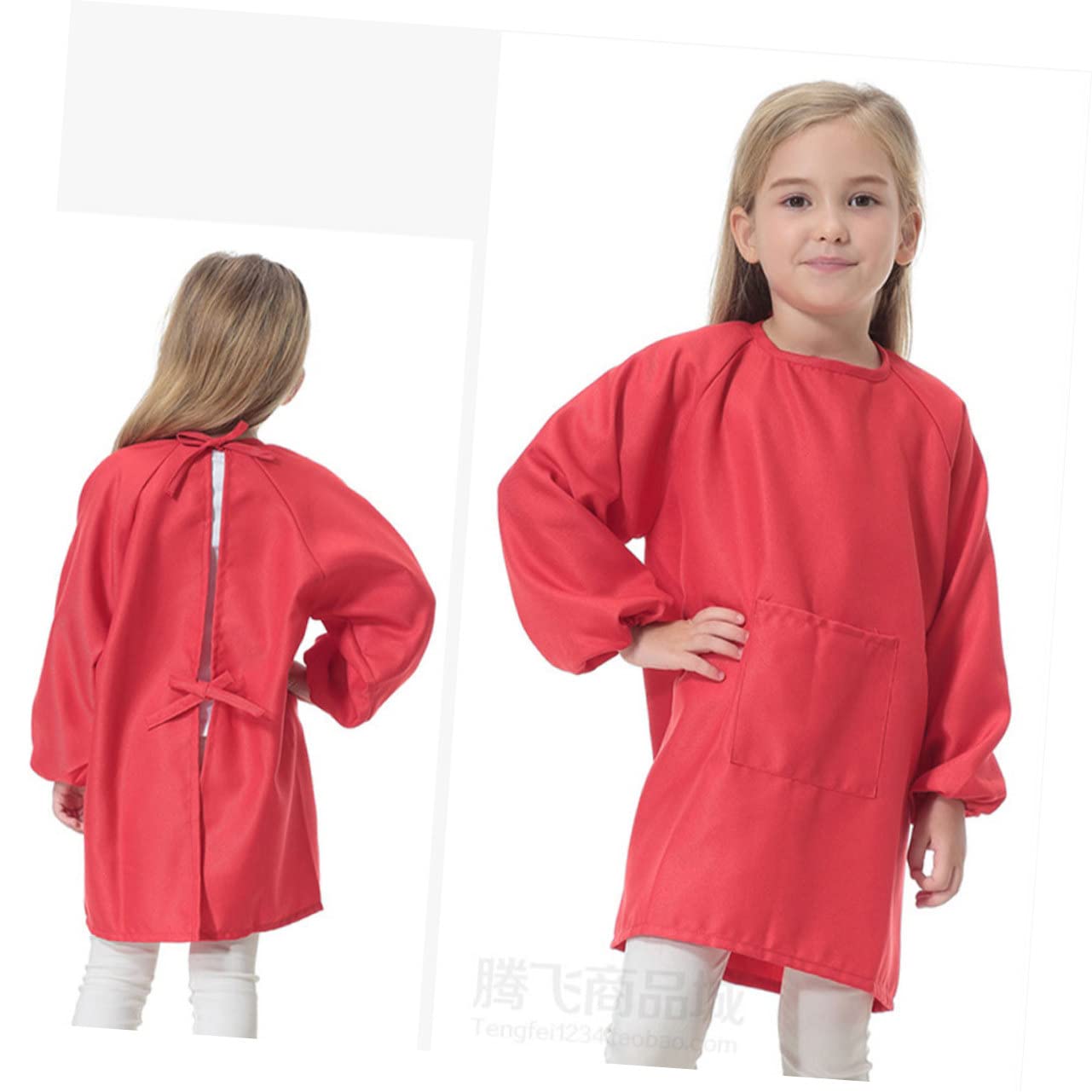 BESTonZON 2piezas Delantal Infantil De Mangas Para Protector De Ropa Rojo Para Dibujar y