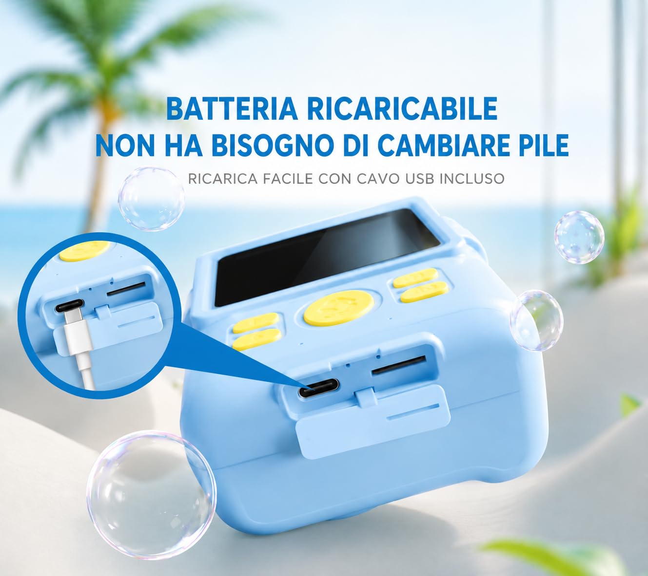 Fotocamera Istantanea Digitale per Bambini con Stampa Termica con 3 ROTOLI piu di 150 Foto, Registra i Video, Modalità MP3, Playback Multimediale e Giochi Integrati (Azzurro)