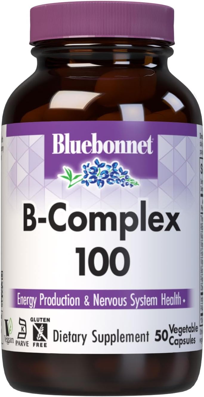 Nutrition B Complex 100 Vegetable Capsules, Complete Full Spectrum, Vitamin B6, B12, Biotin, Folate, Vegan, Vegetarian, Gluten Free, Soy Free, Milk Free, Kosher, 50 Vegetable Capsules
