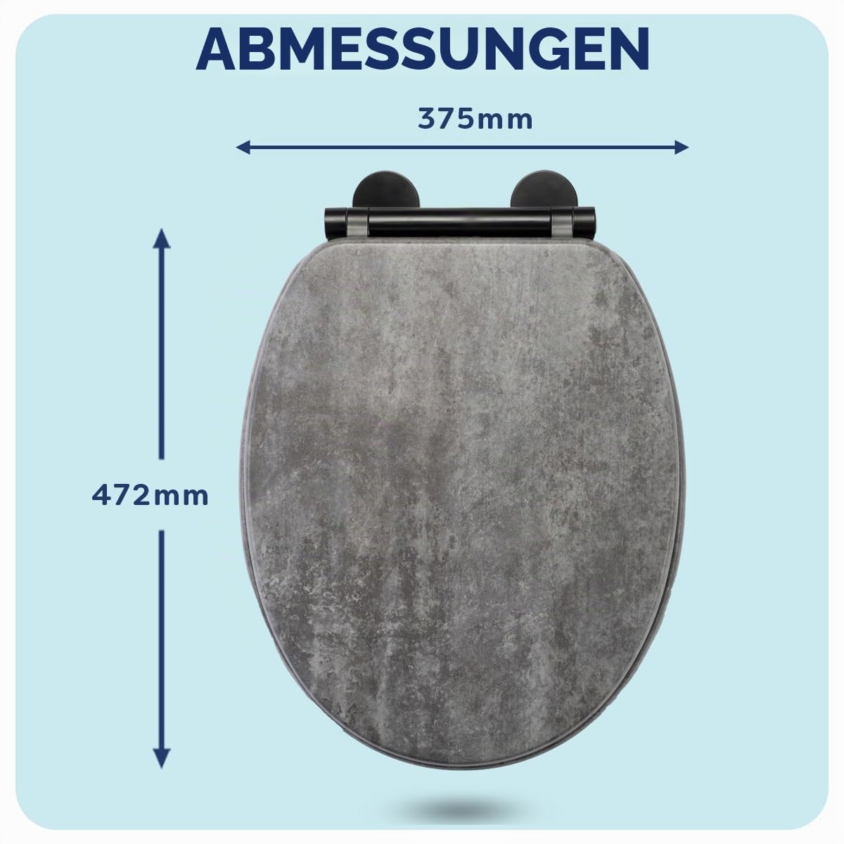 Croydex Kirkstone Toilettendeckel mit Absenkautomatik aus Holz – Flexi-Fix Einfache Montage - Schnellverschluss für einfache Reinigung – Antibakterieller klodeckel - Grau mit schwarzen Scharnieren