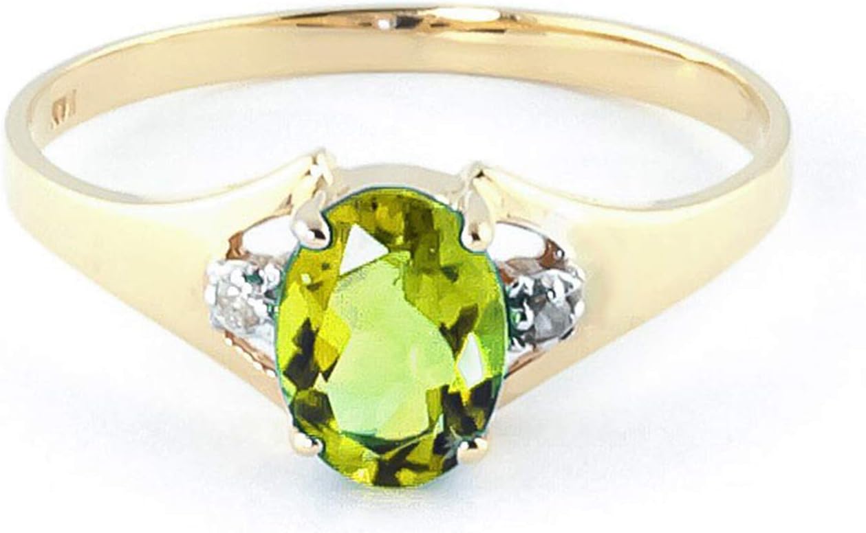 Galaxy Gold GG 0.76 Carat 14k Solid Gold Ring with Genuine Diamonds and Natural Oval-shaped Peridot - Image 3