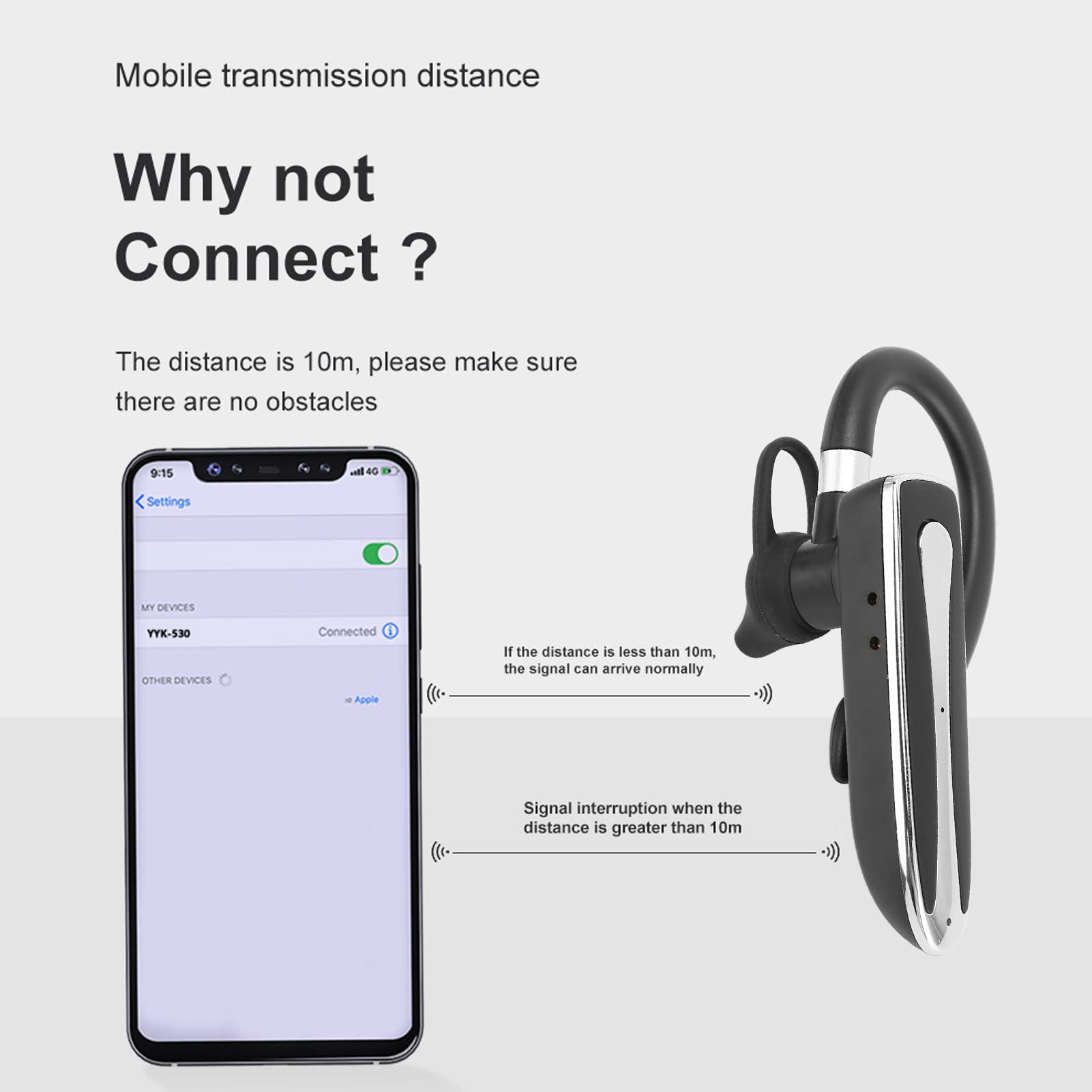 Auricolari Sportivi con Custodia di Ricarica, Auricolari per Telefoni Cellulari con Cancellazione del Rumore, Vivavoce, Microfono Integrato, Auricolare Wireless a Orecchio Singolo per Guidare Sport