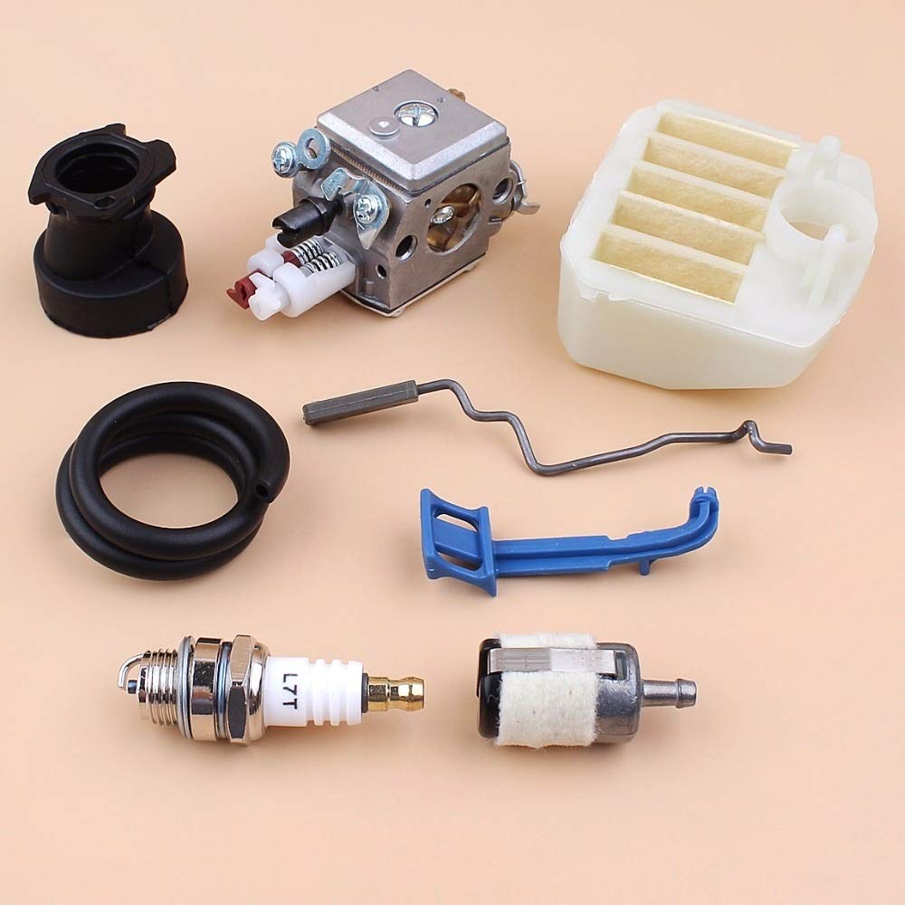 Tiempo Beixi Carburador Filtro de Aire de admisión del Acelerador Choke Varilla Manguera de Combustible Compatible con Husqvarna 340 345 350 346XP Motosierra Motor Motor Parts