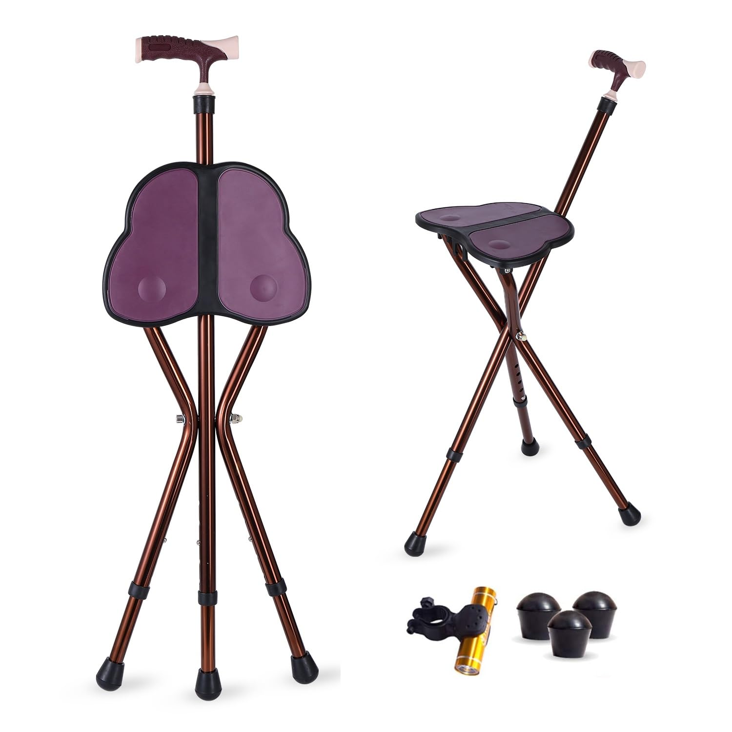 M-GYG Folding Cane with Seat 441 lbs Heavy Duty Cane Stool Crutch Chair Three-Legged Adjustable Walking Stick Unisex Large Seat for Elderly As Gift