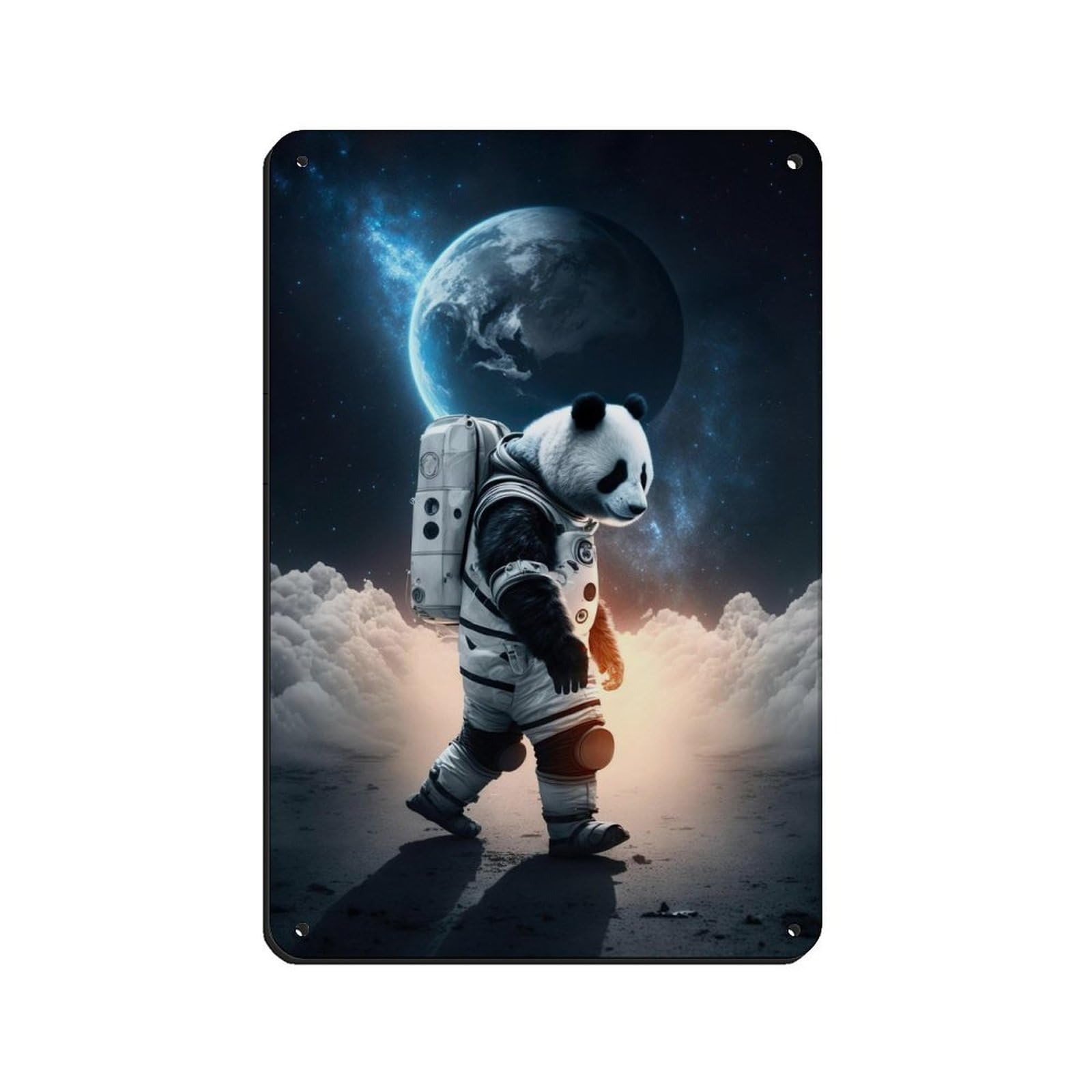Lxwnze 20L X 30W Cm Astronaut Panda, Futuristic Animal Tin Sign Vintage Metal Pub Club Cafe Bar Home Wall Art Decoration Poster Retro 8X12inch(20X30cm)